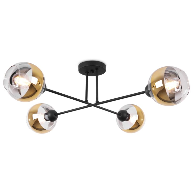 Lampa sufitowa wisząca Light Home LH Asturia 4x E27 60W czarny klosz złoty 1szt.