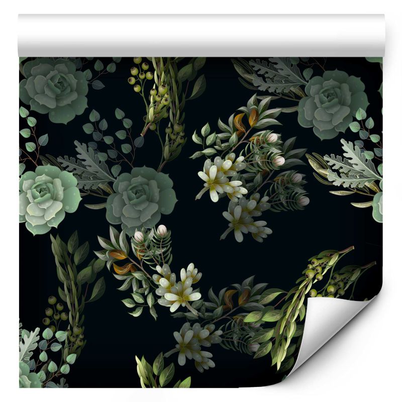 Tapeta flizelinowa Artgeist 110g/m2 Kwiaty czarna 50x1000 (10 części) 10015ja rolka 1 szt