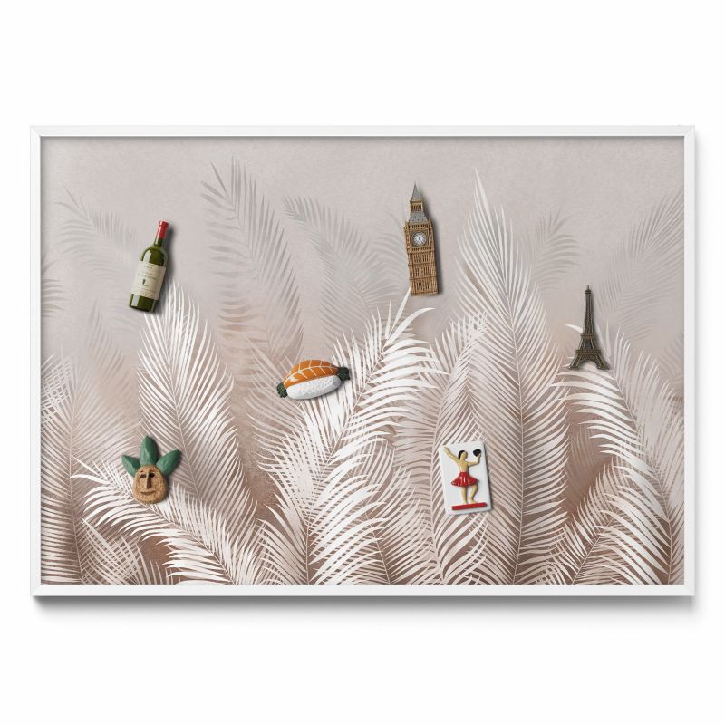 Tablica magnetyczna Tulup 100x70 cm Naturalne boho liście w białej ramie 1 szt.