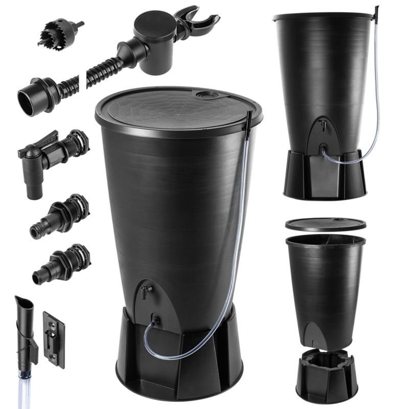 Zbiornik Na Deszczówkę KADAX 260L Wodę Beczka Zestaw Przyłączeniowy Kran Podstawa 1szt.