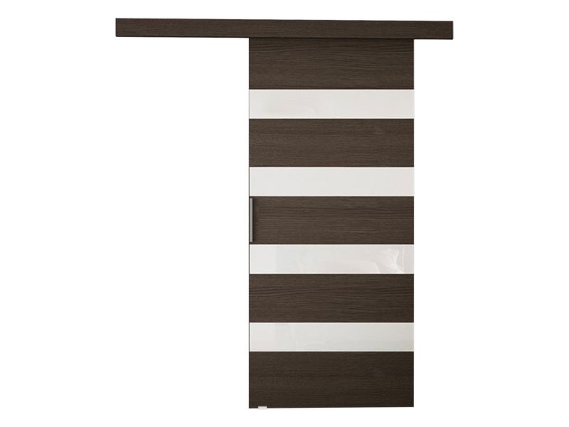 Drzwi przesuwne wewnętrzne MIRJAN 24 Rubi V 70 + samodomykacz choco + biały lacobel 1 kpl.