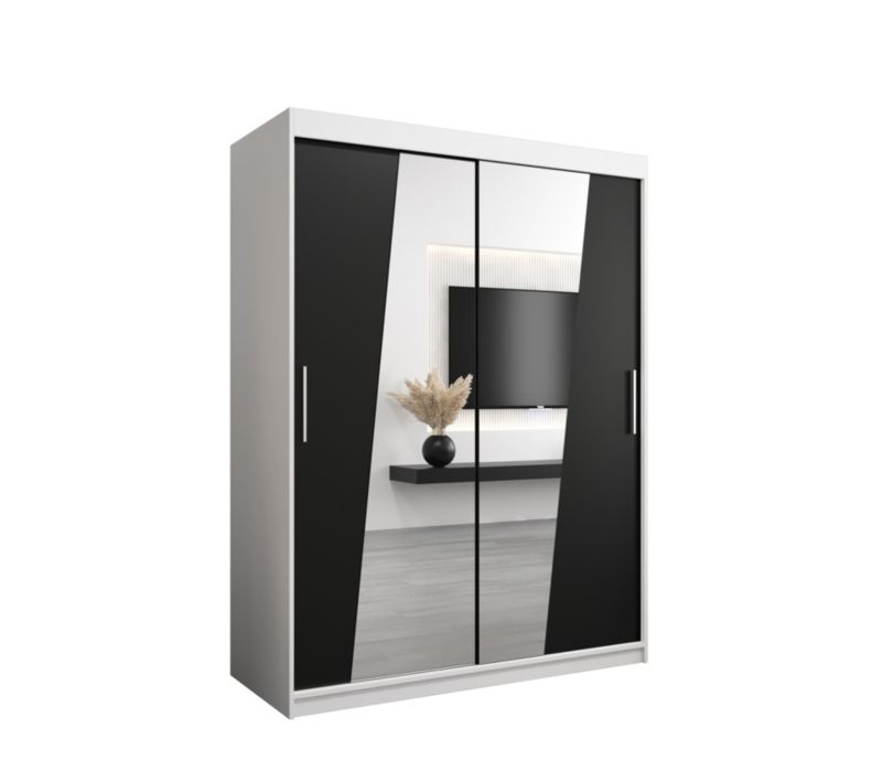 Szafa przesuwna Garderoba Abiks RHOMB 150 biały mat + czarny mat 1 szt.