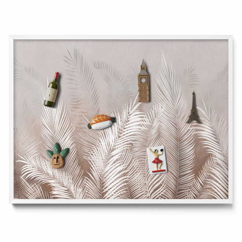 Tablica magnetyczna Tulup 80x60 cm Naturalne boho liście w białej ramie 1 szt.