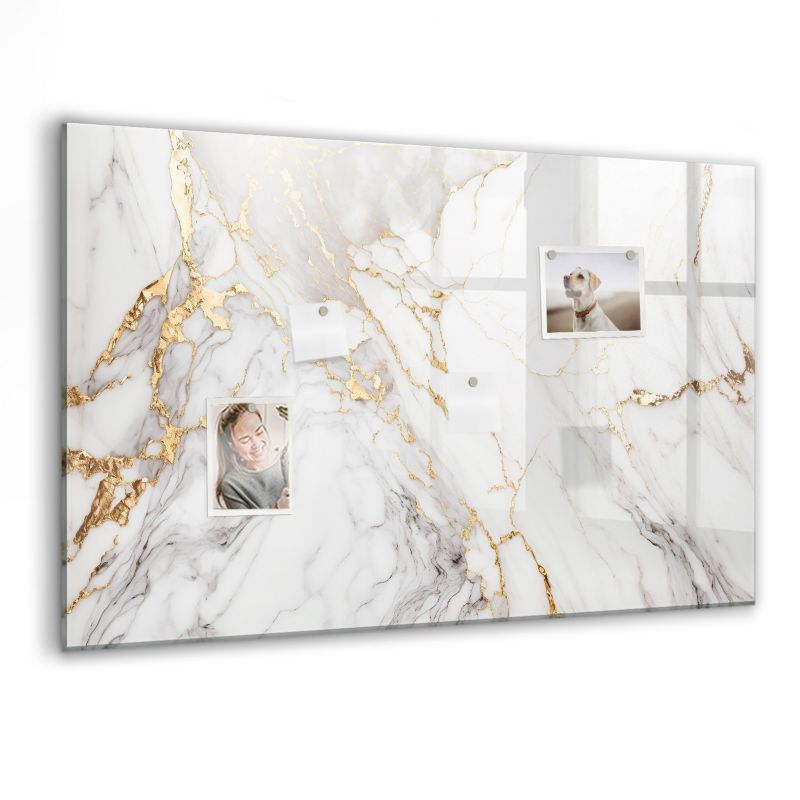 Szklana tablica magnetyczna Wallfluent 90x60 cm Marmur ozdobny Czarny marker 1 szt.