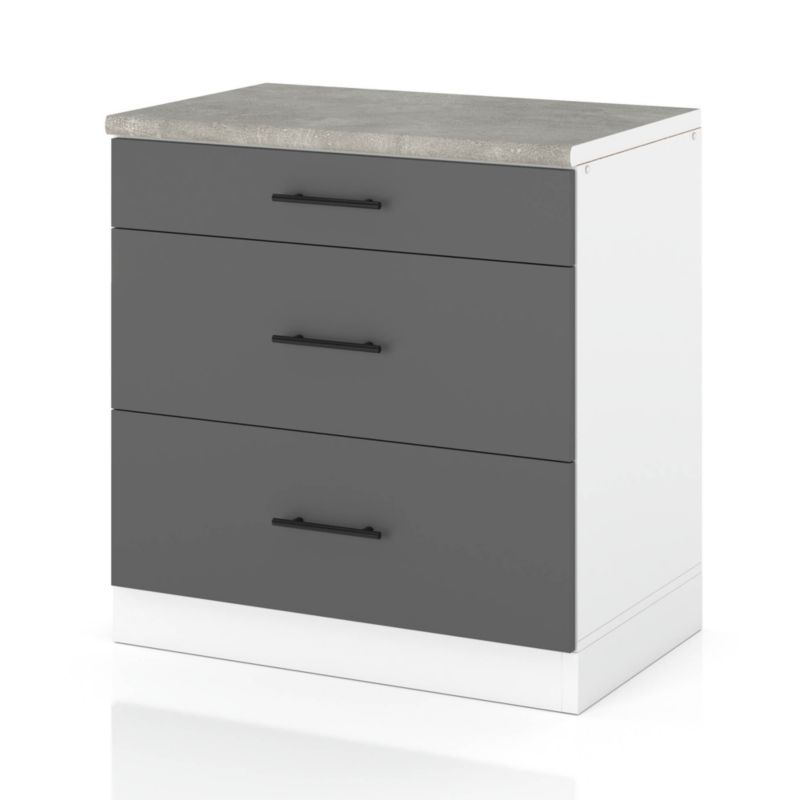 Szafka Kuchenna Hurtownia-Mebli Stojąca Z Szufladami D80S3 MET sPremium 80cm Biały Mat Szary Mat 80x52x85 cm 1szt.