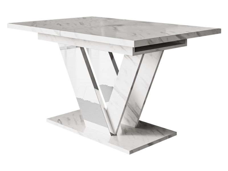 Stół MIRJAN 24 rozkładany Dubai marmur bianco/biały połysk 1 szt.