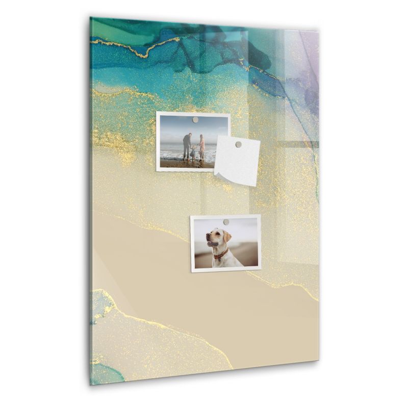 Szklana tablica magnetyczna Wallfluent 40x60 cm Kolorowy marmur Czarny marker 1 szt.