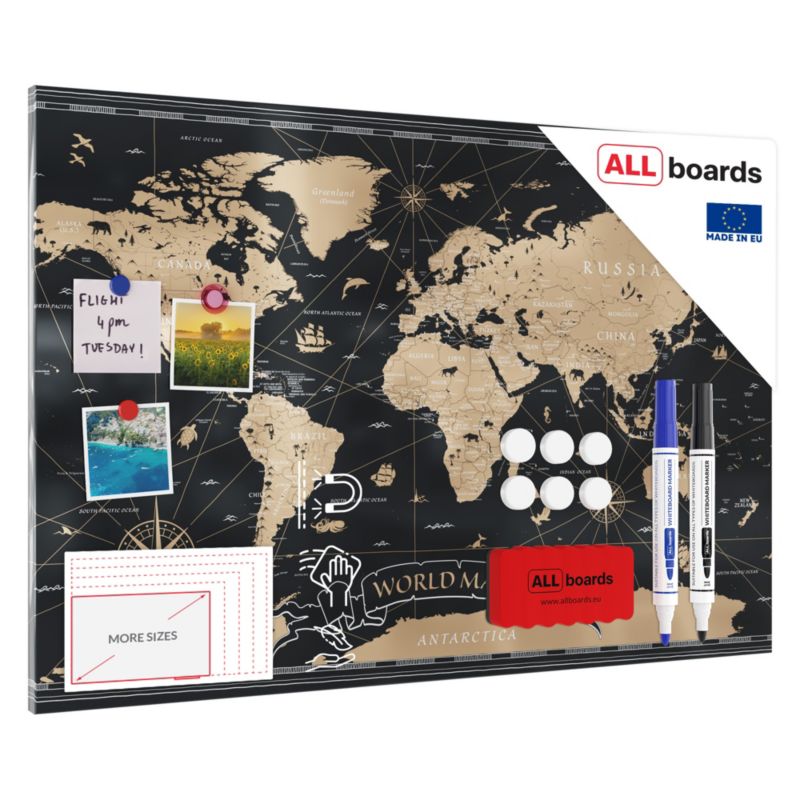 Tablica magnetyczna metalboards 90x60 cm ALLboards mapa czarna 1 szt.