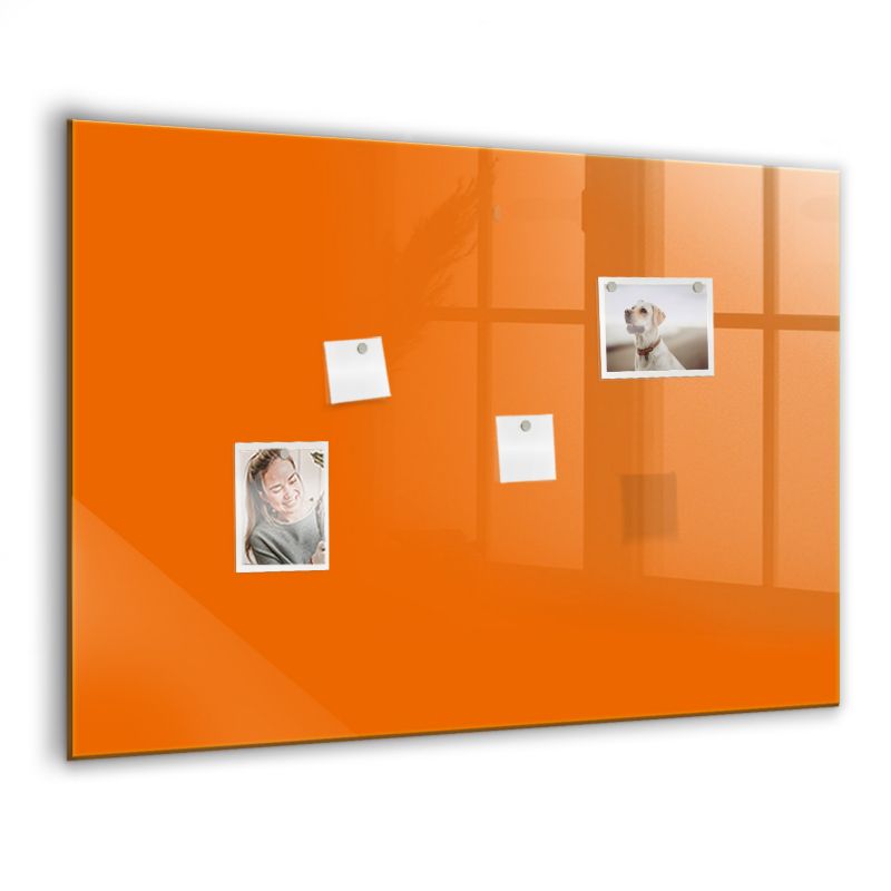 Szklana tablica magnetyczna Wallfluent 100x70 cm Kolor pomarańczowy Czarny marker 1 szt.