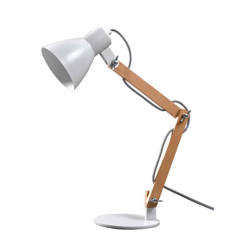 Lampa biurkowa GoodHome Peroten E27 biała matowa