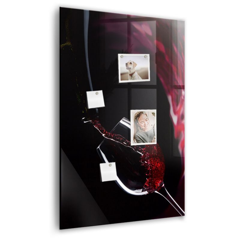 Szklana tablica magnetyczna Wallfluent 60x90 cm Rozlane wino Biały marker 1 szt.