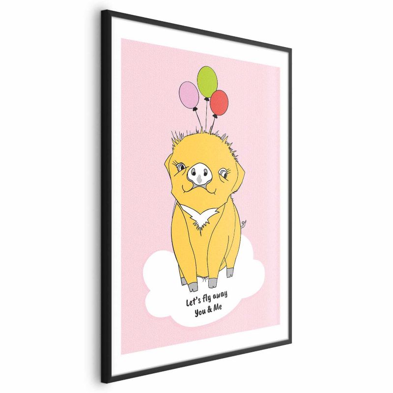 Plakat Artgeist Podniebna świnka 60x90 cm z ramą czarną 1 szt