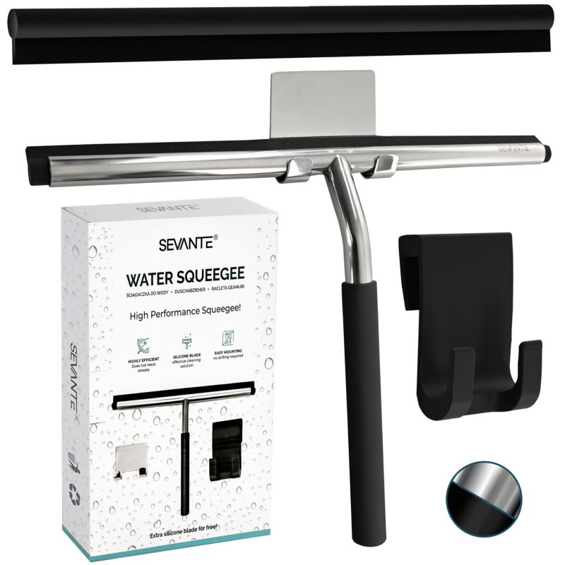 Ściągaczka do wody i pary SEVANTE metalowa czarna chrom 1 szt.