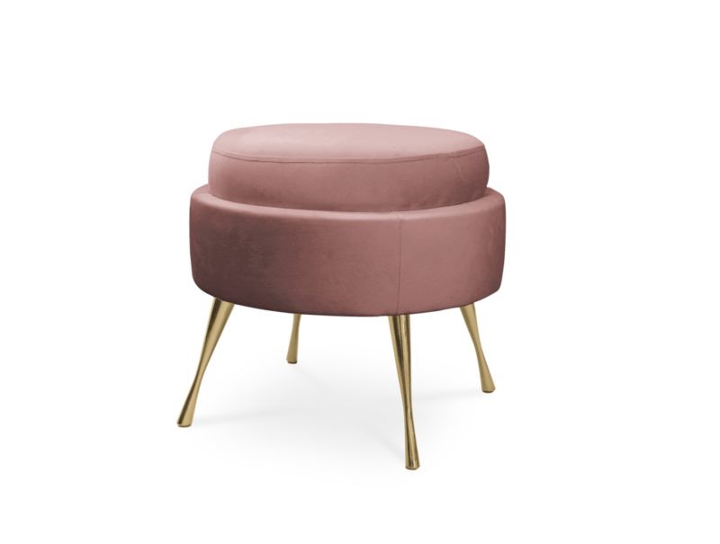 Pufa Bettso Muszelka na metalowych złotych nogach antyczny róż 1szt.