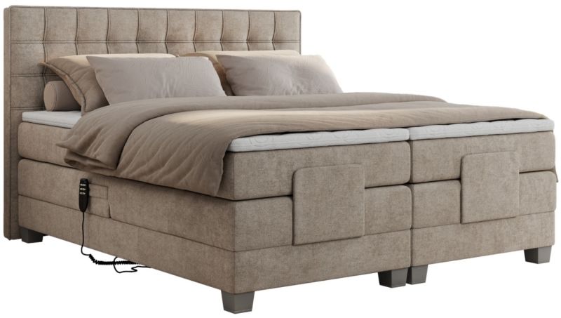 Łóżko kontynentalne MKS Meble ELECTRO 200x200 H4 Beżowy struktura 1szt