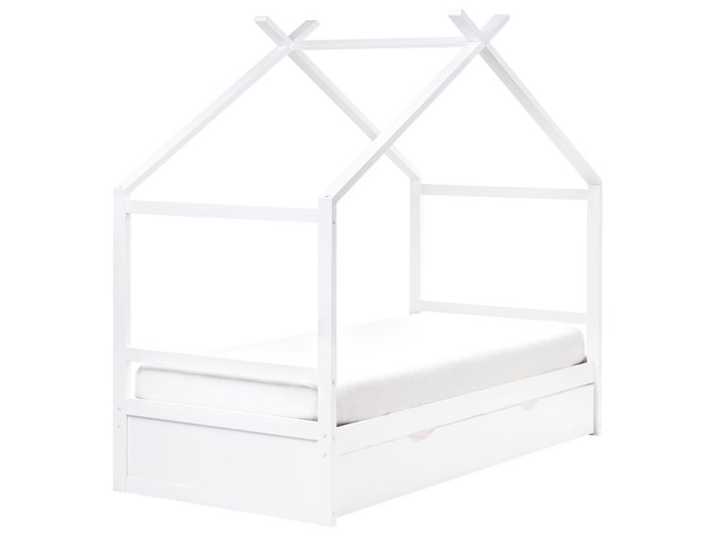Łóżko dziecięce domek drewniane z szufladami 90 x 200 cm białe ORGEVAL 1 szt.