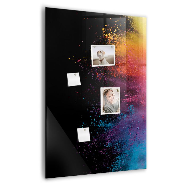 Szklana tablica magnetyczna Wallfluent 70x100 cm Kolorowy proszek Biały marker 1 szt.