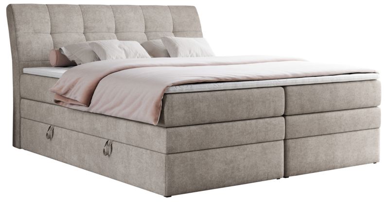 Łóżko kontynentalne MKS Meble GOLD 10 KING 160x200 H4 Beżowy struktura 1szt.