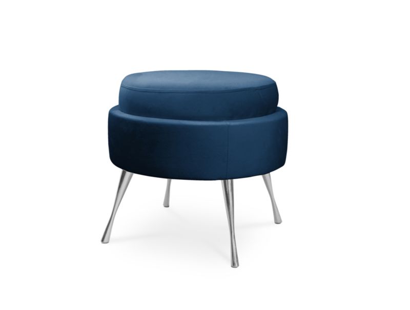 Pufa Bettso Muszelka na metalowych srebrnych nogach granatowy 1szt.