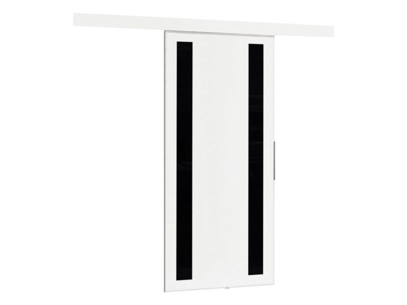 Drzwi przesuwne wewnętrzne MIRJAN 24 Malibu VI 90 + samodomykacz biały + czarny lacobel 1 kpl.