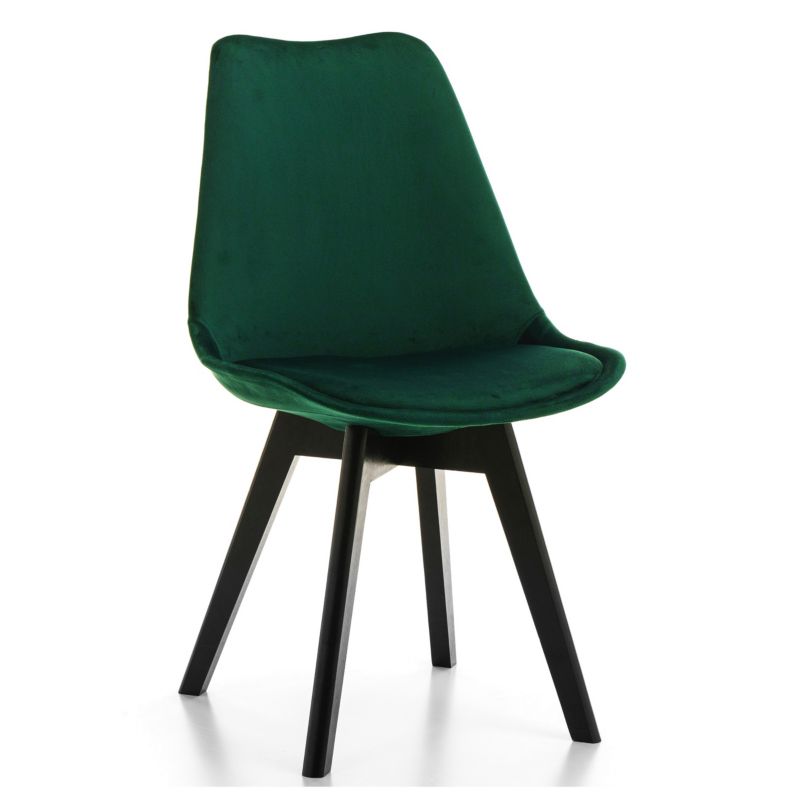 Krzesło tapicerowane New Home DUBLIN WELUR zielone nogi czarne skandynawskie 1 szt.