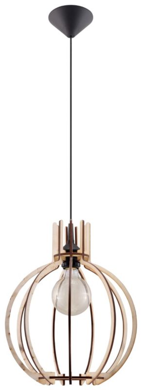 Lampa sufitowa wisząca Sollux Lighting Arancia 8901 jasne drewno-czarna szerokość 30 cm 1xE27 x 60W 1 szt.