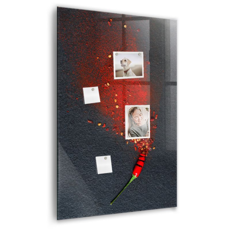 Szklana tablica magnetyczna Wallfluent 60x90 cm Papryka w proszku Biały marker 1 szt.