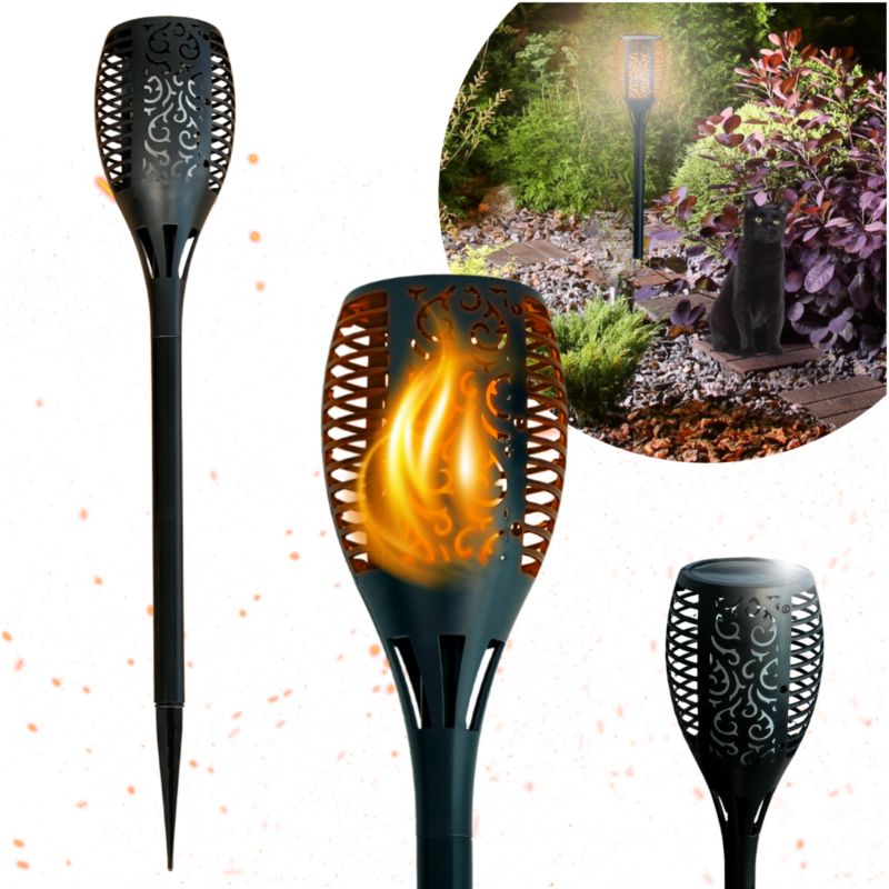 BLIXTAR Ogrodowa Lampa Solarna 33 LED, Wbijana Pochodnia Płomień Latarnia