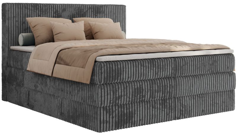 Łóżko kontynentalne MKS Meble TILIANO KING 180x200 H4 szary sztruks 1szt.