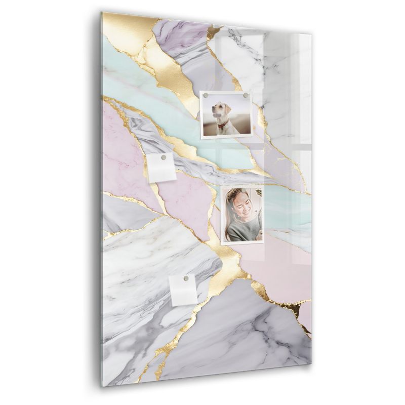 Szklana tablica magnetyczna Wallfluent 60x90 cm Marmur dekoracyjny Czarny marker 1 szt.