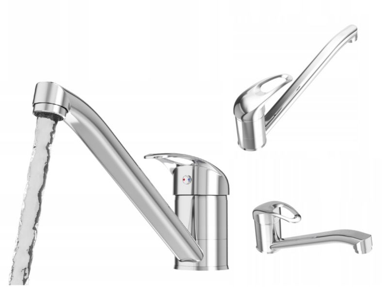 Bateria Umywalkowa Kran Obrotowy Granitan Chrom Garaż Prosta Wylewka Alfa 1 szt.