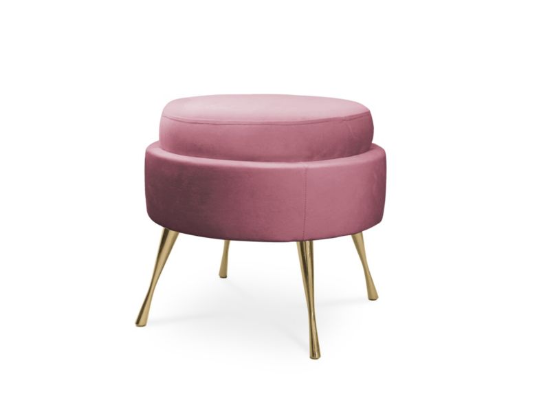 Pufa Bettso Muszelka na metalowych złotych nogach pudrowy róż 1szt.