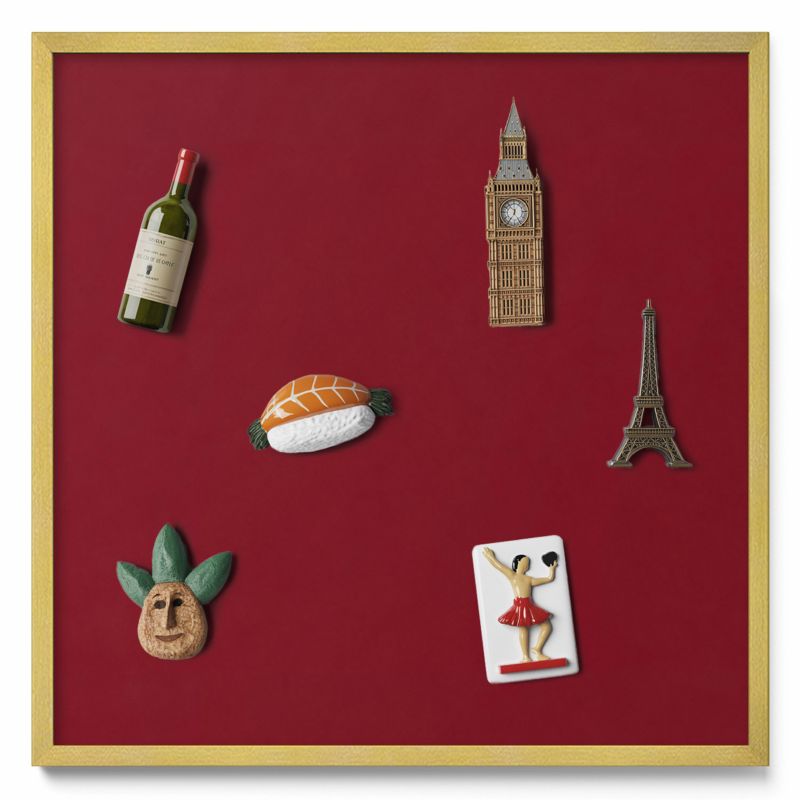 Ozdobna tablica magnetyczna Tulup 50x50 cm Kolor bordowy w złotej ramie 1 szt.