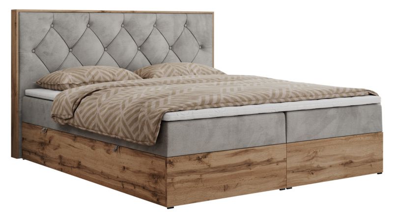 Łóżko kontynentalne MKS Meble VENETO 180x200 H4 jasnoszary welwet 1szt.