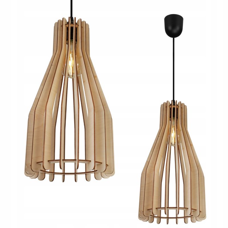 Lampa sufitowe wisząca Light Home LH Timber plastik 1x E27 60W klosz drewno podłużna naturalny/czarny 1szt.