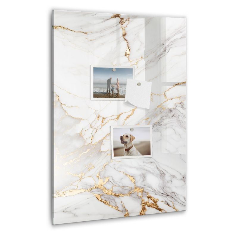 Szklana tablica magnetyczna z czarnym markerem Wallfluent 40x60 cm Dekoracyjny marmur 1 szt.