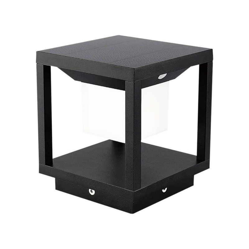 Lampa ogrodowa stojąca solarna V-TAC 11022-B czarna LED 2W 3000K 90lm czujnik IP65 wym: 16,3 x 14 x 14 cm - 1 szt.