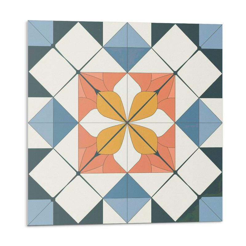 Kafelki samoprzylepne Wallfluent 30x30 cm Stylowe kwiaty w geometrycznej kompozycji 9 szt.