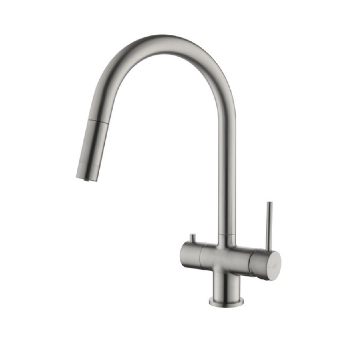 Cyrus kolor stali kran dwuobwodowy Blue Water z podłączeniem wody filtrowanej. Bateria trójdrożna z wyciąganym kranem.