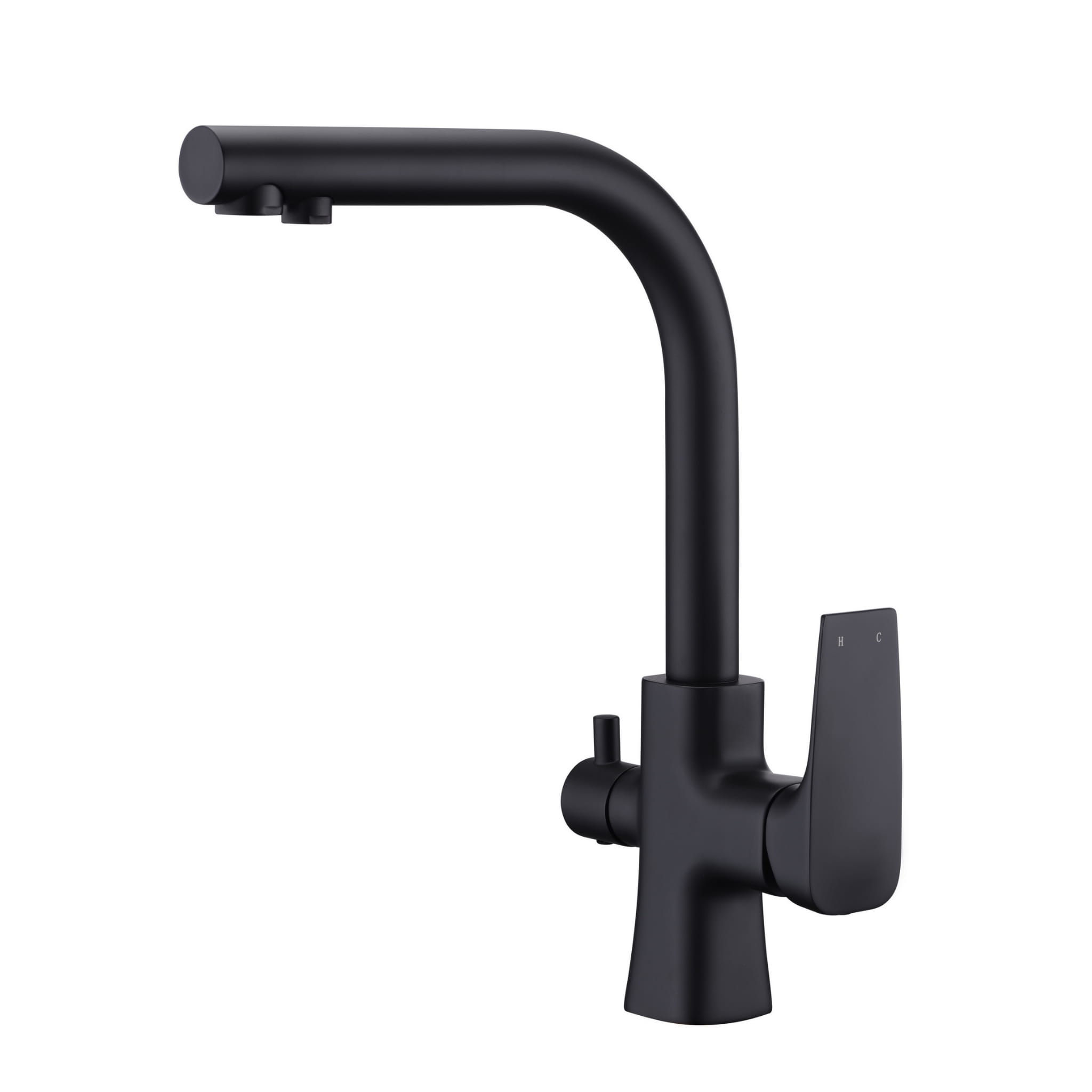 Bateria kuchenna dwuobwodowa Tivoli czarny mat, kran trójdrożny do podłączenia wody filtrowanej i bieżącej.