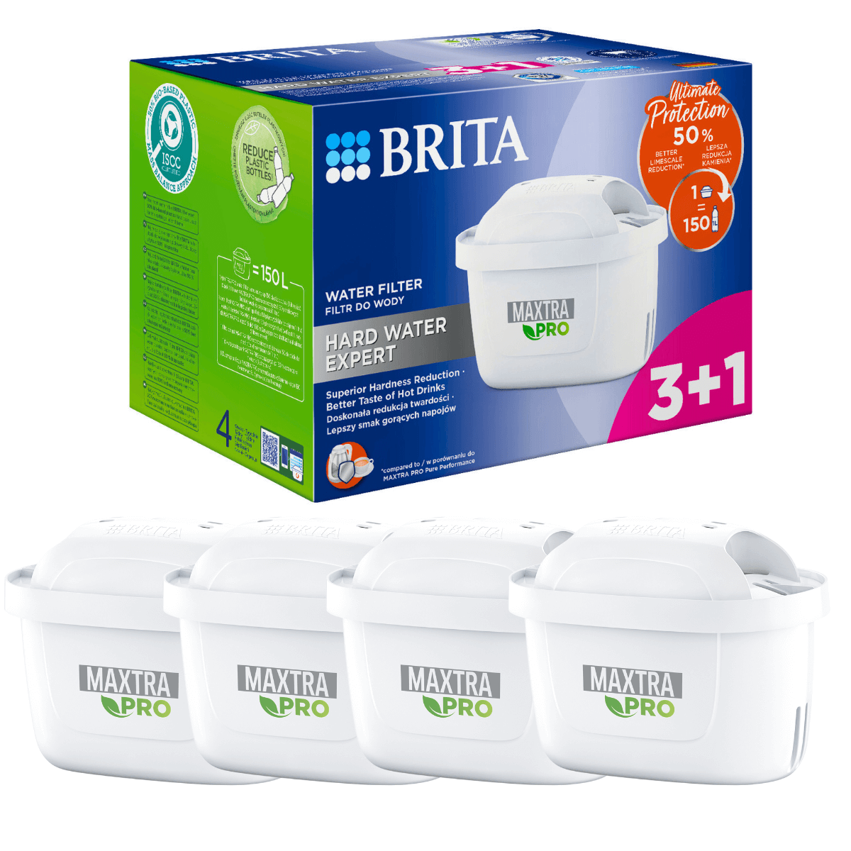 Zestaw 3 + 1 (4 sztuki) BRITA Maxtra PRO Hard Water Expert.
