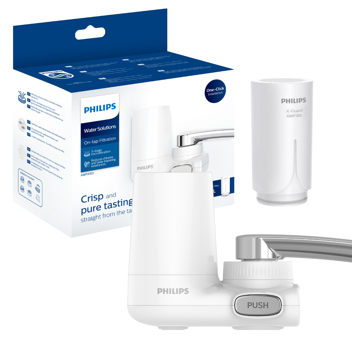 Filtr wody na kran Philips AWP3703. Oczyszczona woda prosto z kranu. Filtr wody nakranowy.