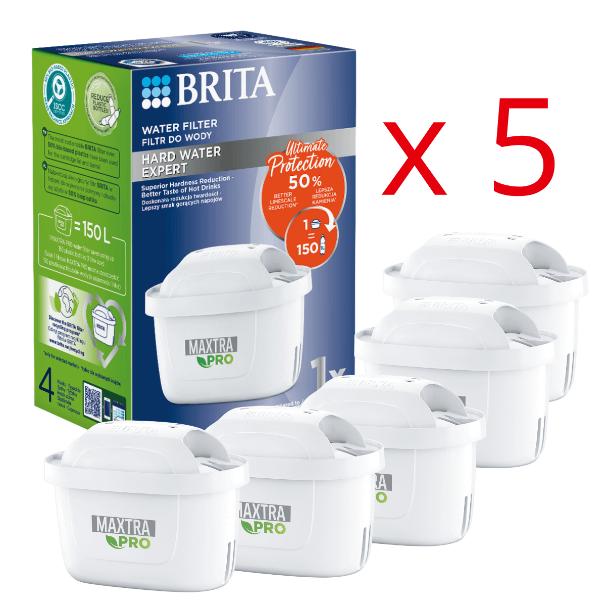 Zestaw 5 sztuk BRITA Maxtra PRO Hard Water Expert. Następca wkładu BRITA Hard Water.