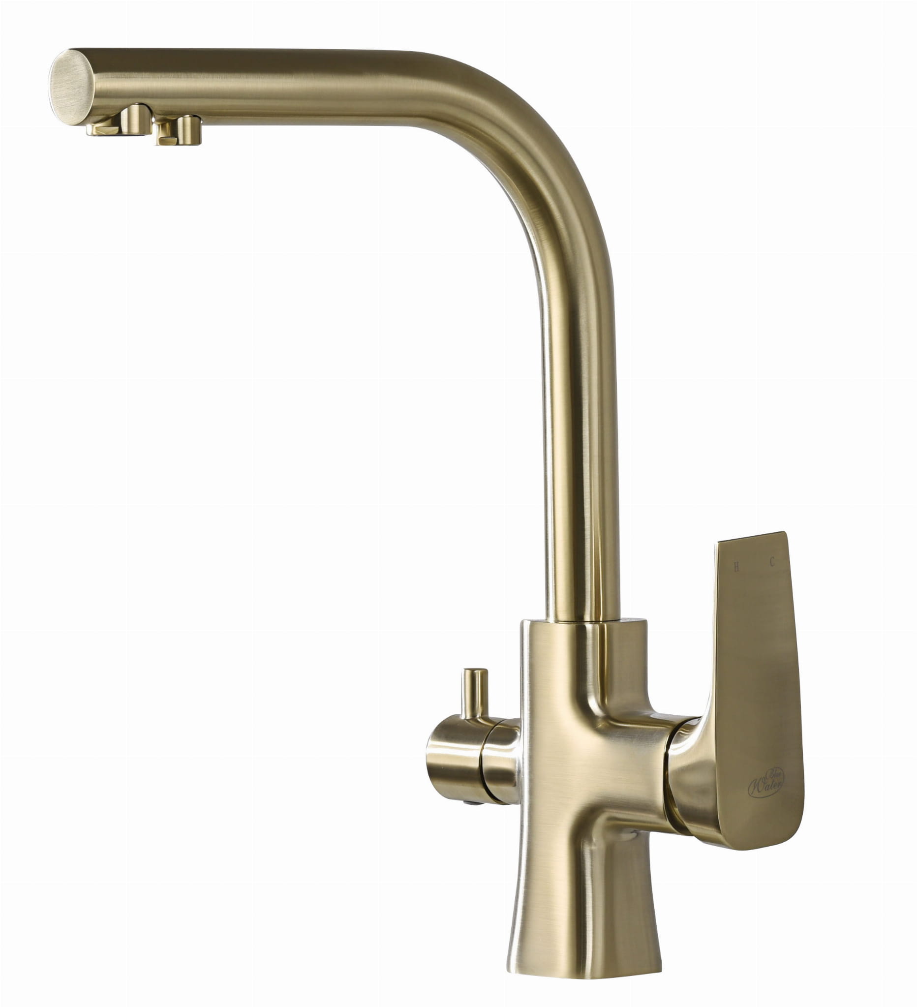 Bateria kuchenna dwuobwodowa Tivoli Mosiądz Antyczny, kran trójdrożny do podłączenia wody filtrowanej i bieżącej.