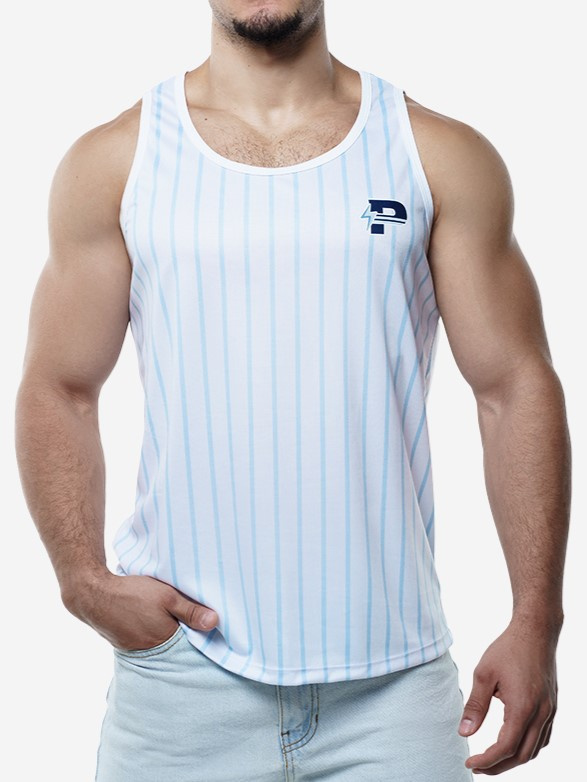 Tank Top męski | Błękitny/Biały | Sky Blue Striped Tank Top | PUMP! | 14022
