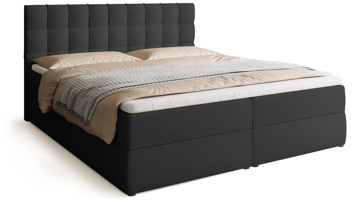 Łóżko kontynentalne 180x200 cm z pojemnikiem na pościel DETROIT pikowane