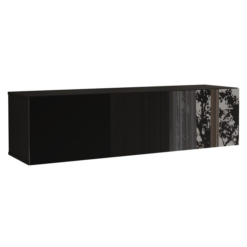 Szafka wisząca pozioma barek czarny połysk 140 cm PREMIUM