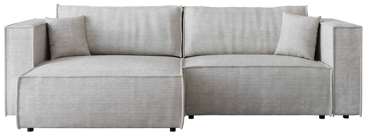 Kremowy narożnik z funkcją spania i pojemnikiem do salonu MIZARU