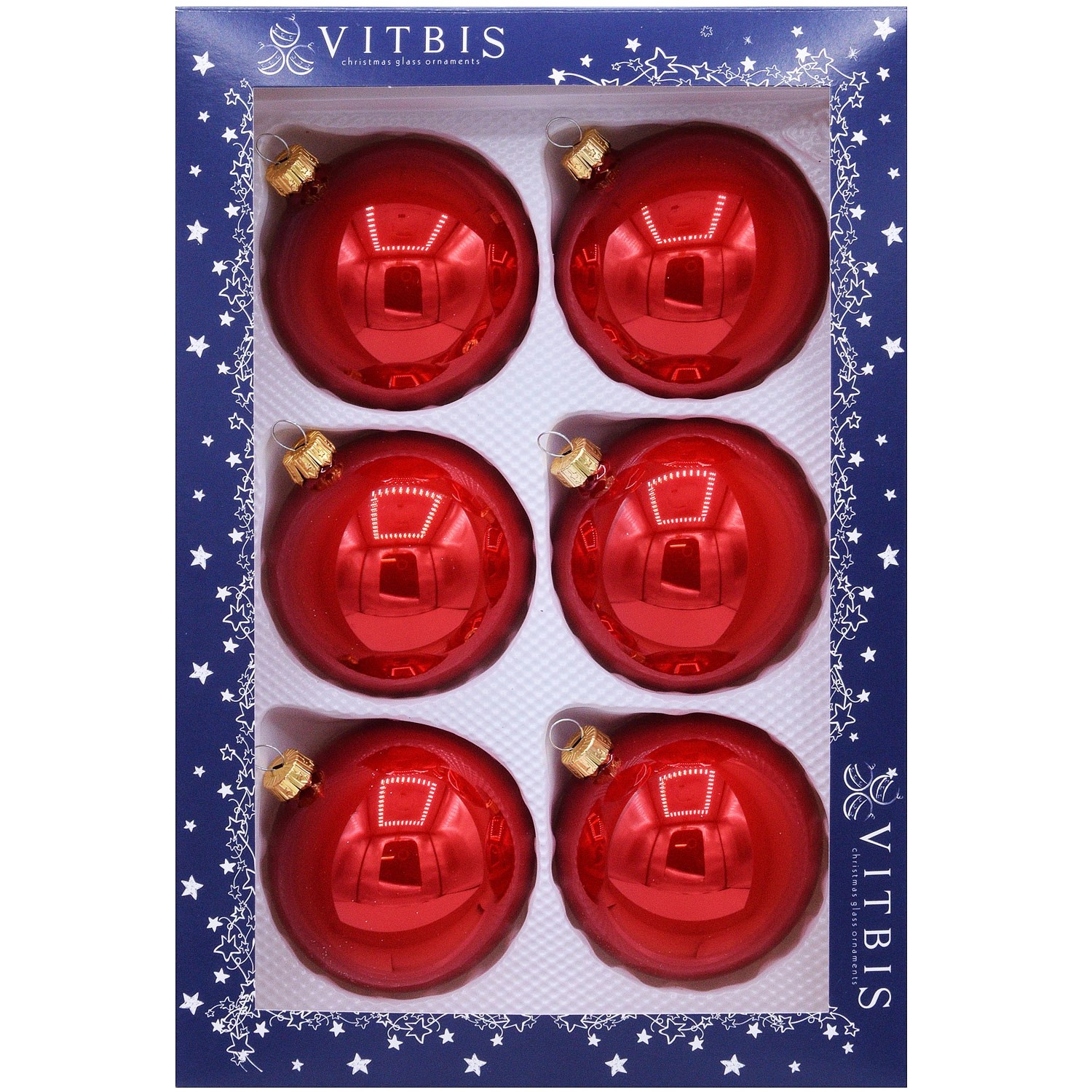 Bombki gładkie w pudełku czerwone śr. 8 cm - 6 szt.