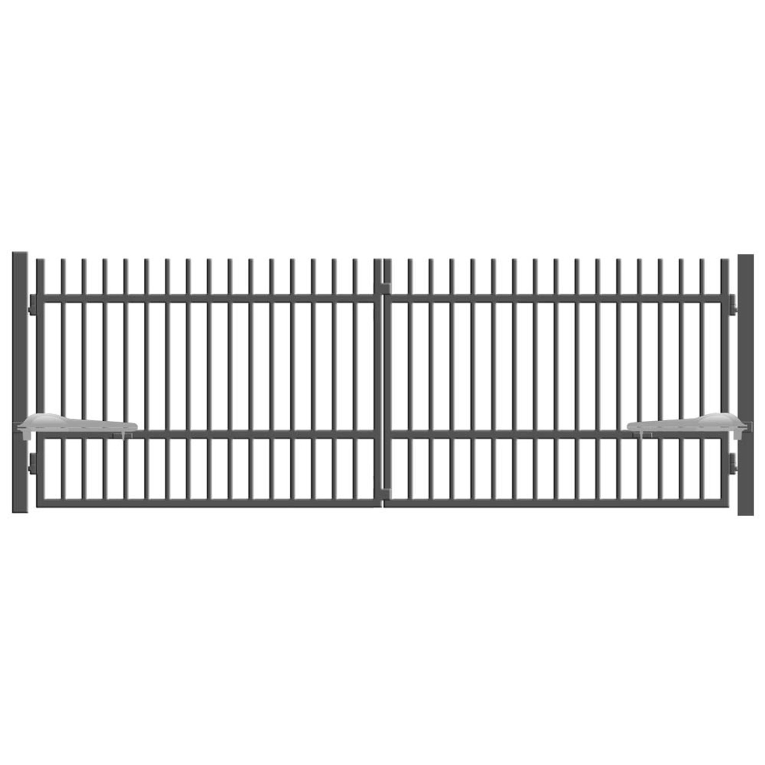 Jarmex Brama Roma dwuskrzydłowa z napędem i słupkami antracyt mat 397x140cm